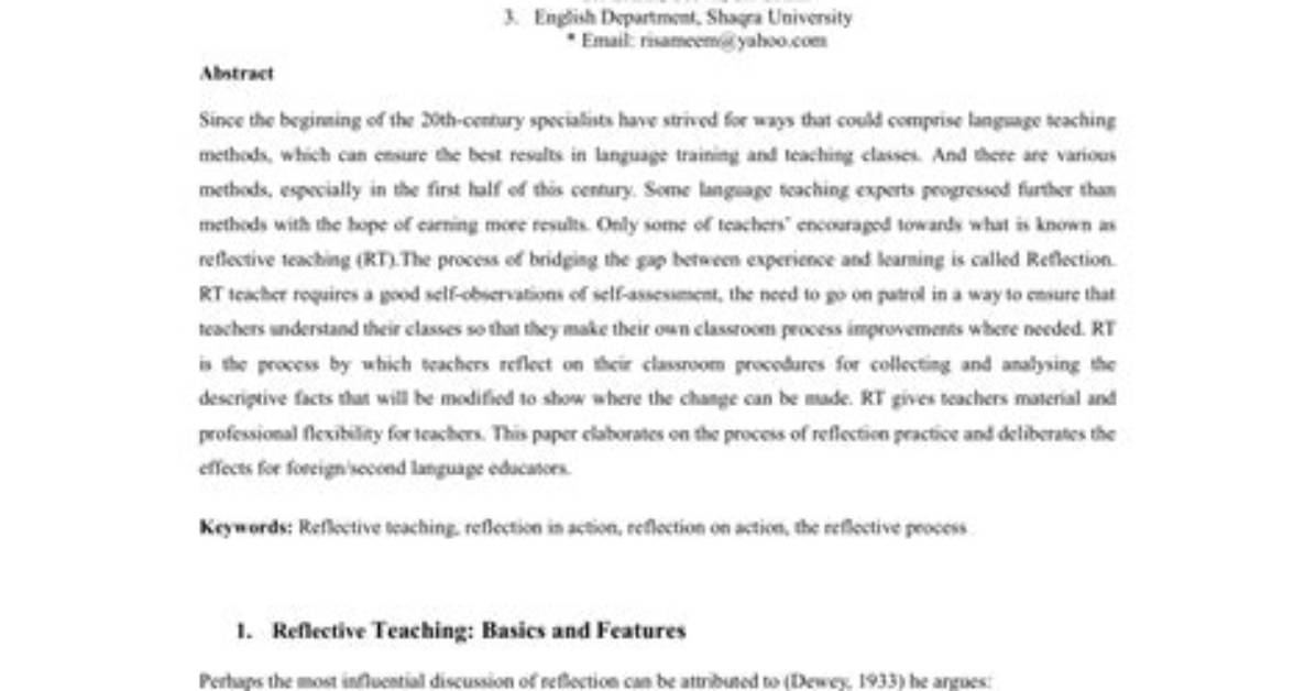 What Is Reflective Teaching Pdf
