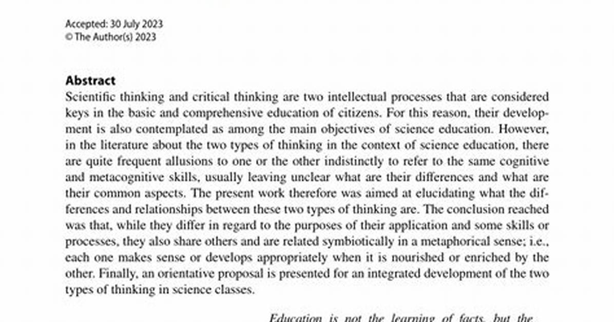 What Is Scientific Thinking in Critical Thinking?
