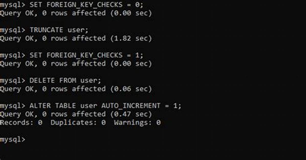 What Is Set Foreign_Key_Checks 0