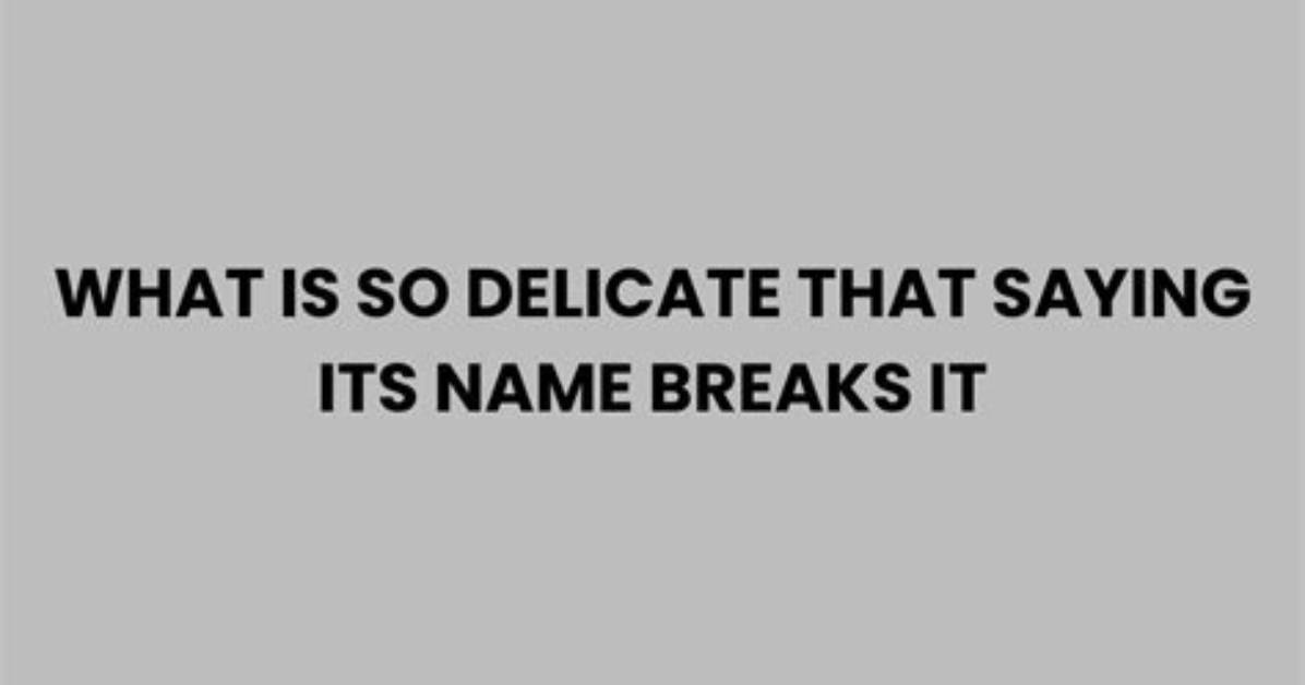 What Is So Delicate That Saying Its Name Breaks It? -Word Riddles Level 39