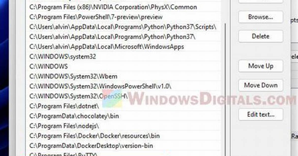 What Is the Default Environment Variable Path for Windows 7?