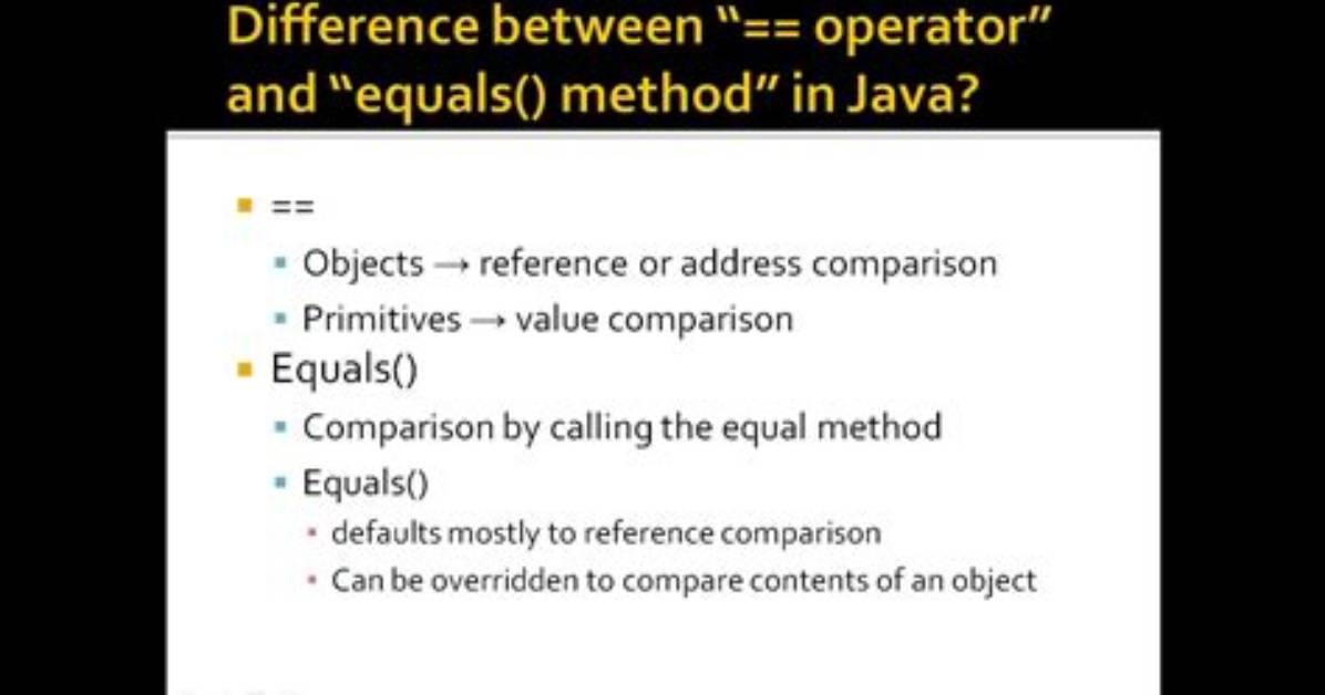 What Is the Difference Between == and Equals() in Java?