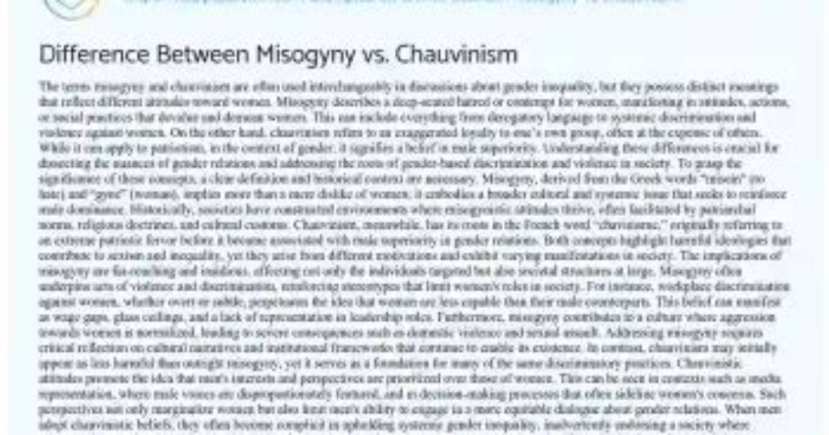 What Is the Difference Between Chauvinism and Misogyny