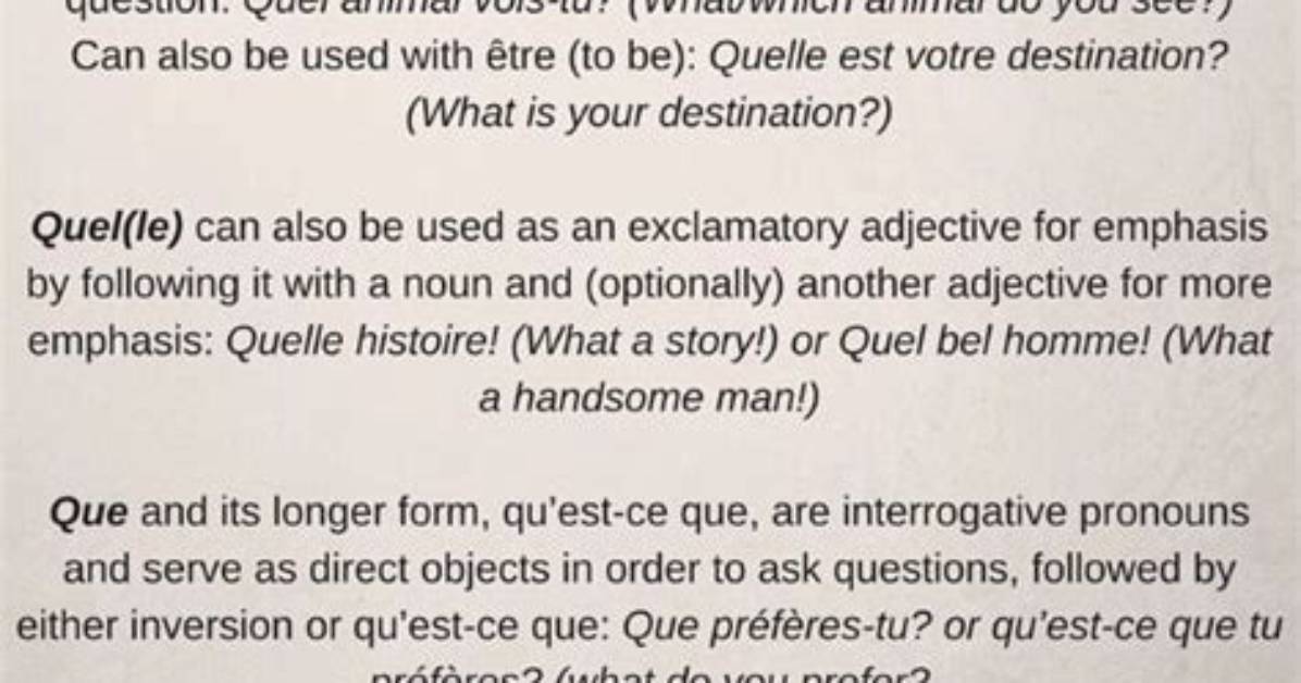 What Is the Difference Between Quel and Lequel