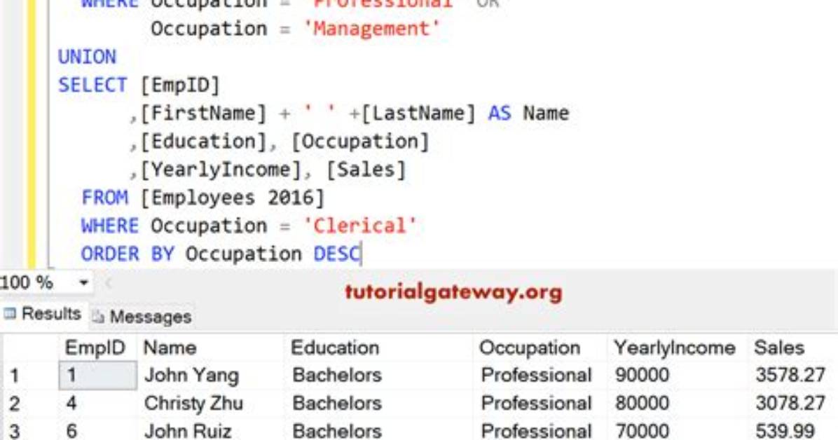 What Is Union in Sql Query