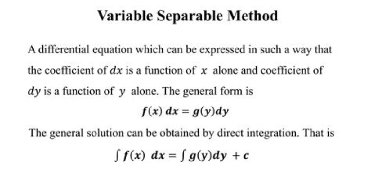 What Is Variable Separable Method?