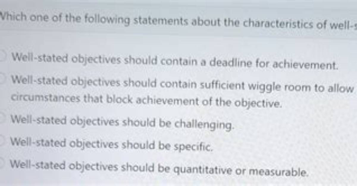 What Is Well Stated Objective?