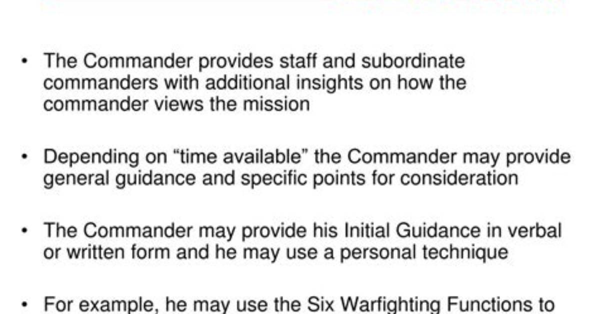 What Is Your Initial Commanders Planning Guidance