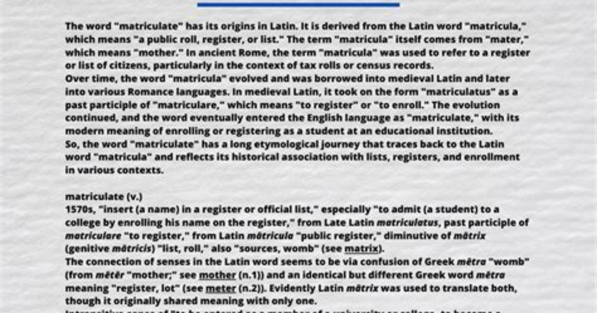 What's a Synonym for Matriculate?