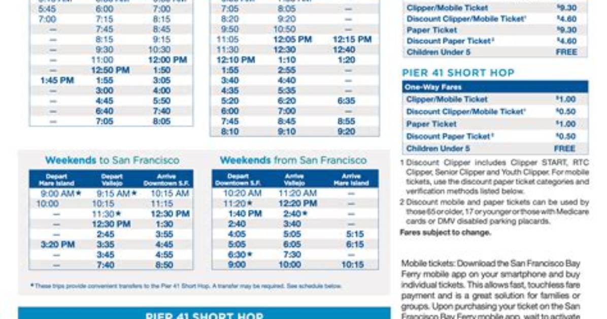 What Time Does the Ferry Leave Vallejo?
