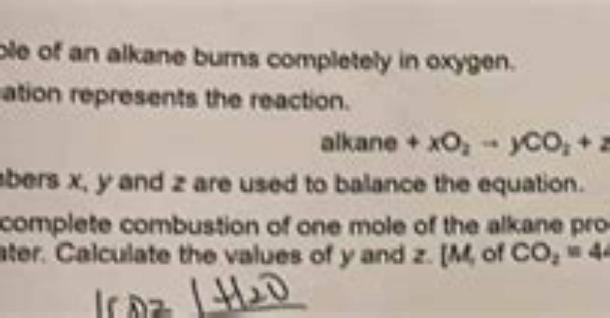 When an Alkane Burns Completely It Forms?