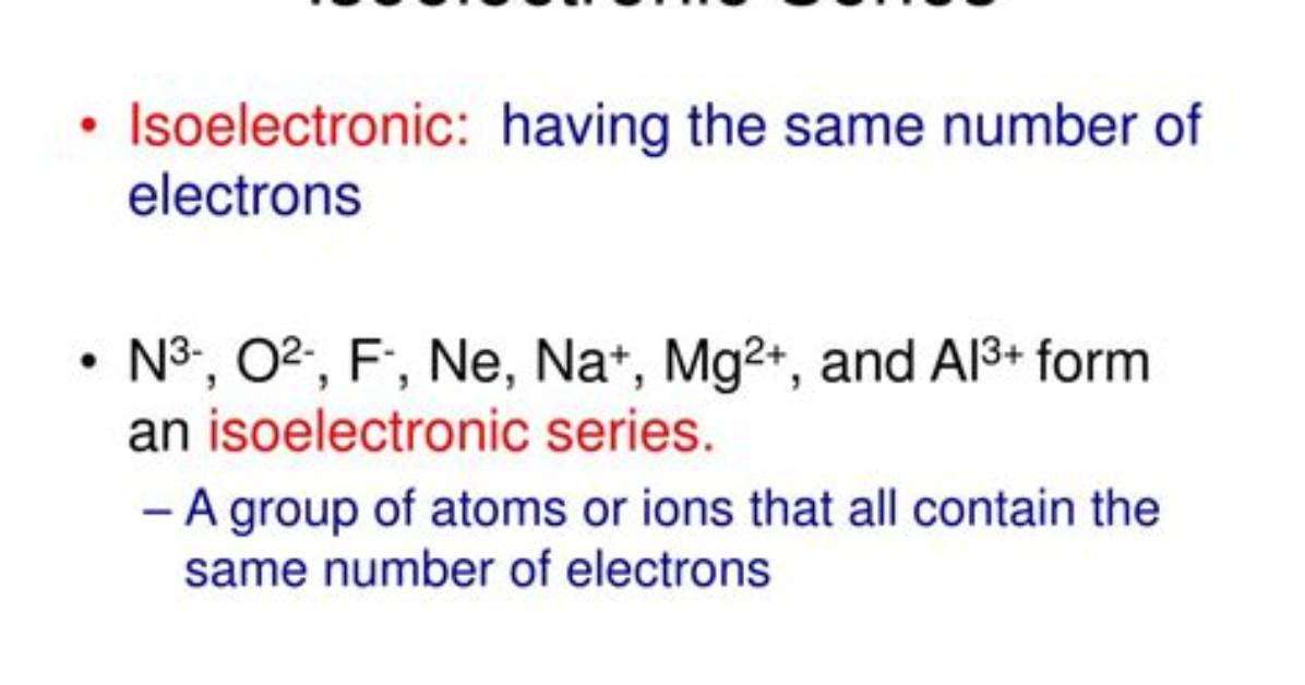 When an Element Is Isoelectronic?