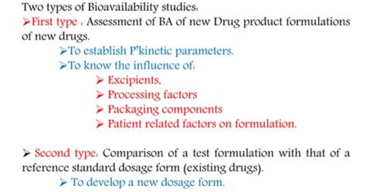 When Are Bioavailability Studies Required?