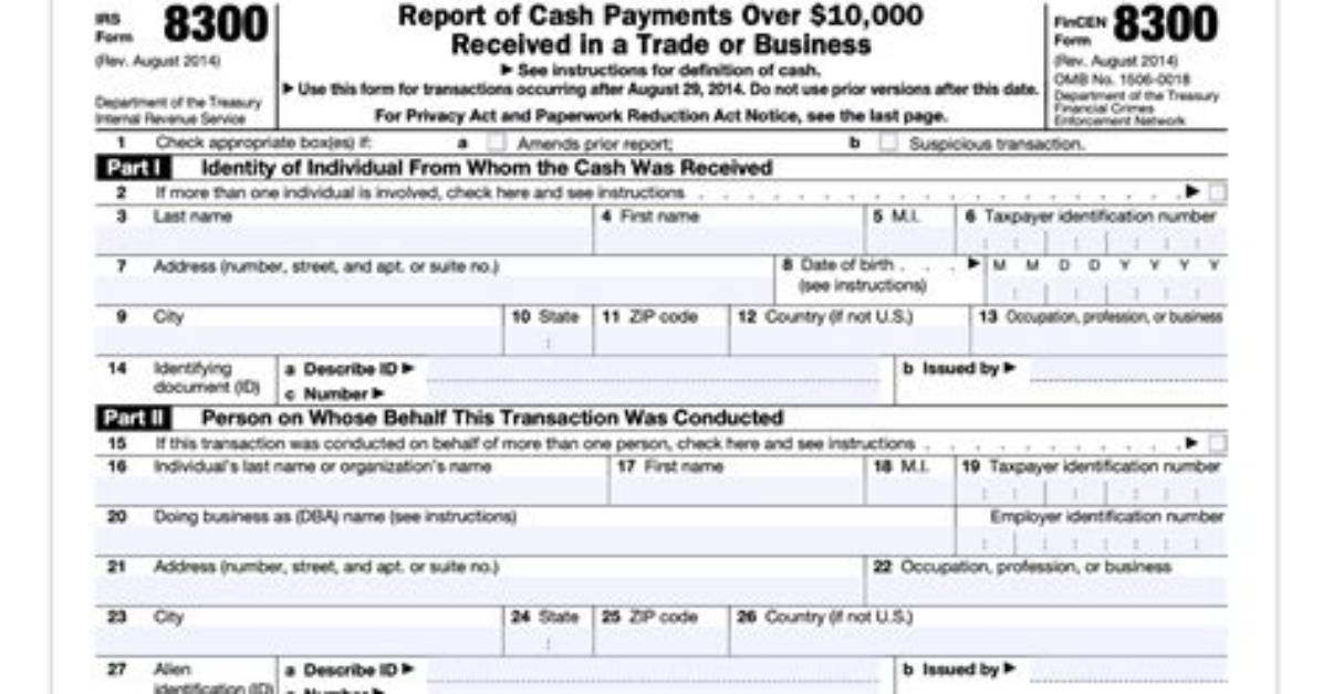 When Associates Are Completing a Form 8300 on Cash?