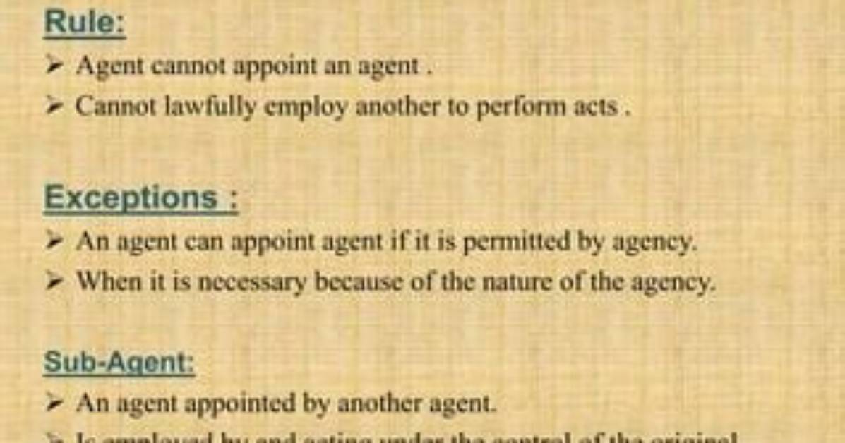 When Can an Agent Appoint a Sub Agent?