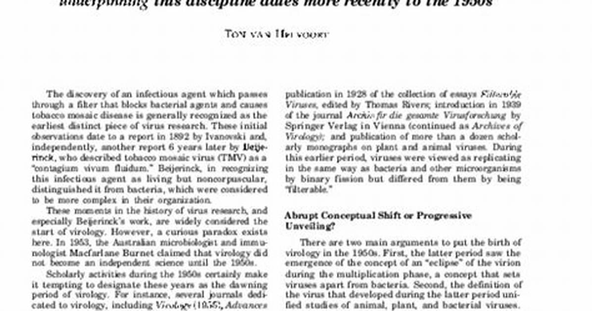 When Did Virology Begin?