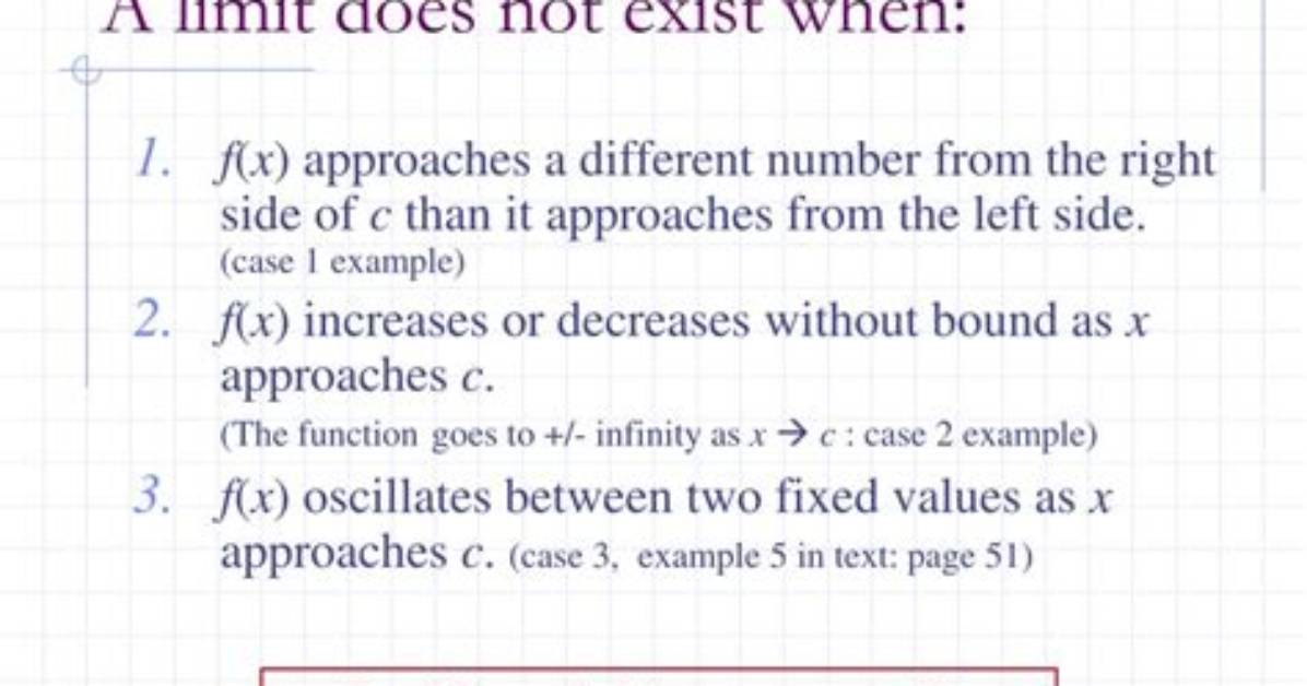 When Does a Limit Not Exist