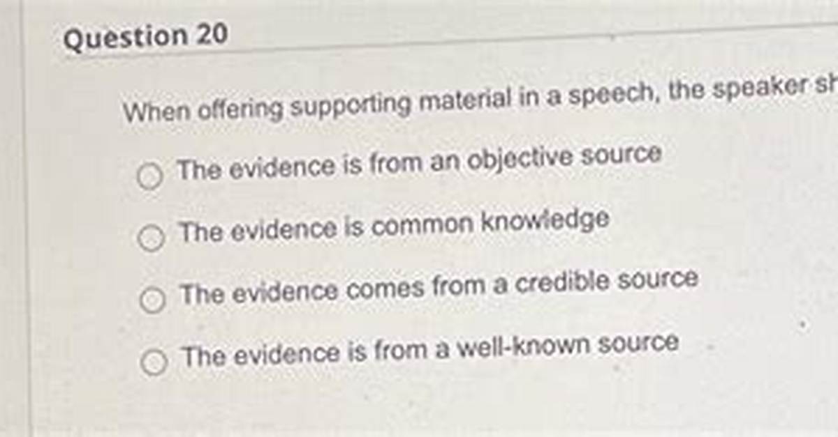 When Offering Supporting Material in a Speech, the Speaker Should Ensure That: