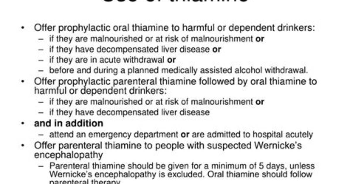 When to Use Thiamine?