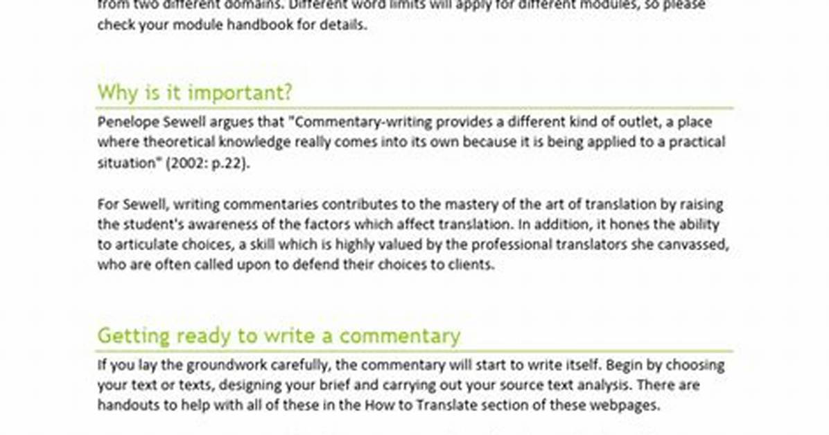 When to Write a Commentary?