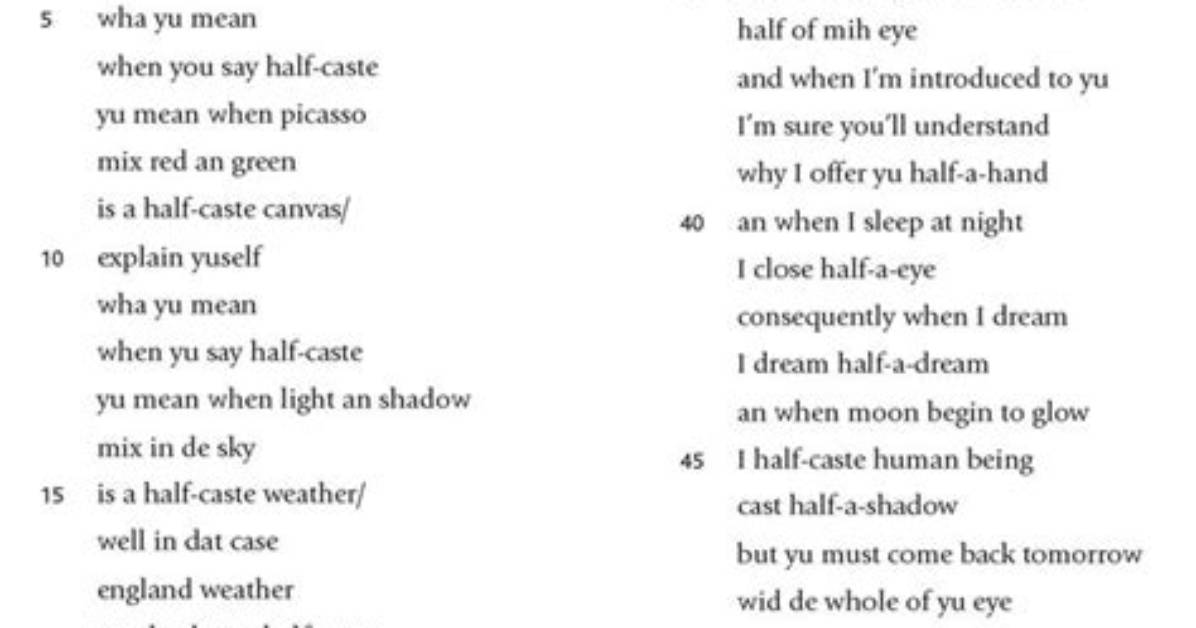 When Was Half Caste Written?