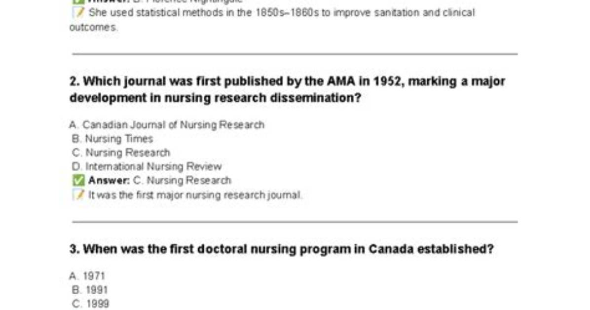 When Was the First Nursing Research Study Conducted