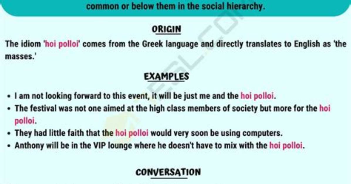 Where Does Hoi Polloi Come from?