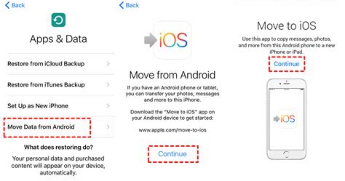 Where Is Move Data from Android on iPhone?