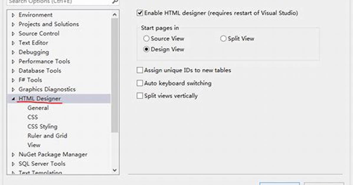 Where Is the Visual Studio Html Designer?