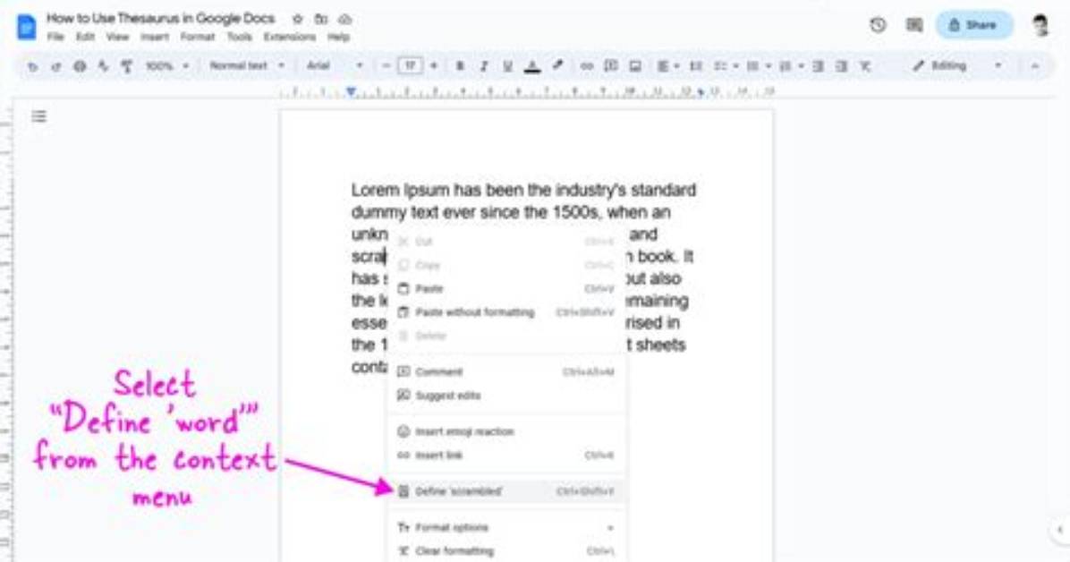 Where Is Thesaurus in Google Docs?