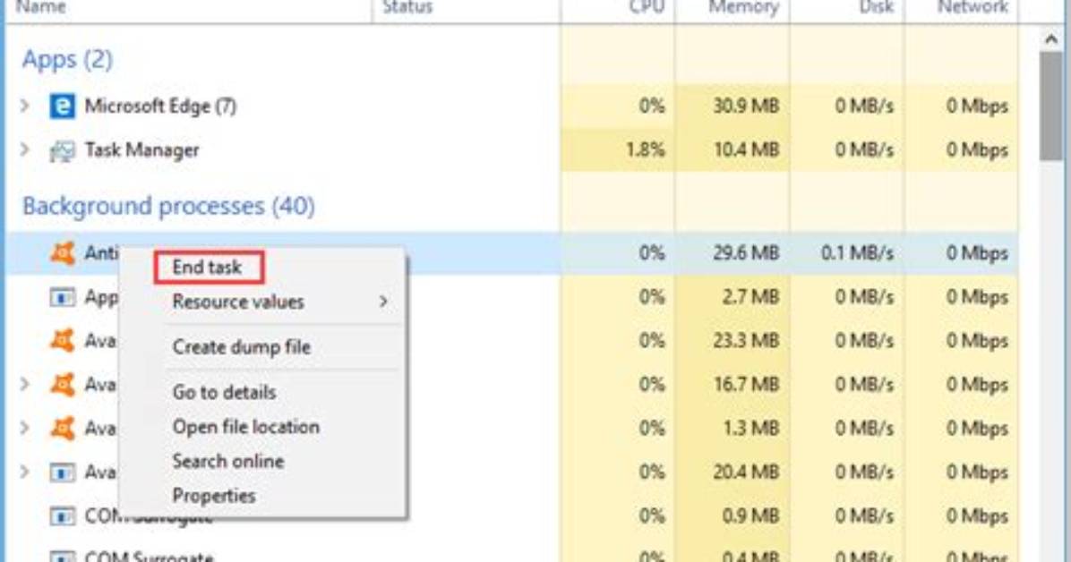 Which Background Processes Can I End Windows 10?