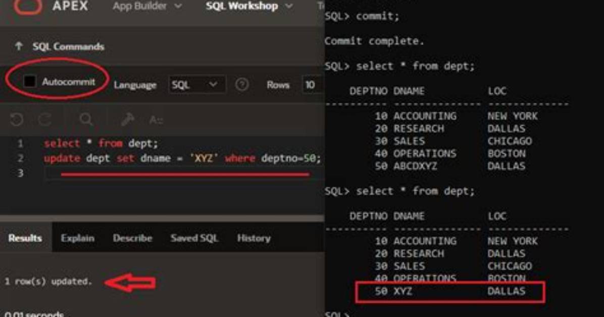 Which Commands Are Autocommit in Sql