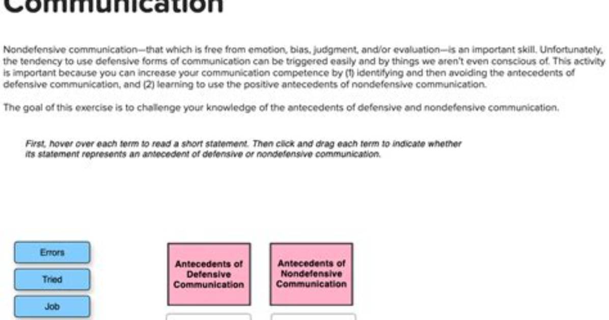 Which Communication Statement Indicates a Defensive Response?