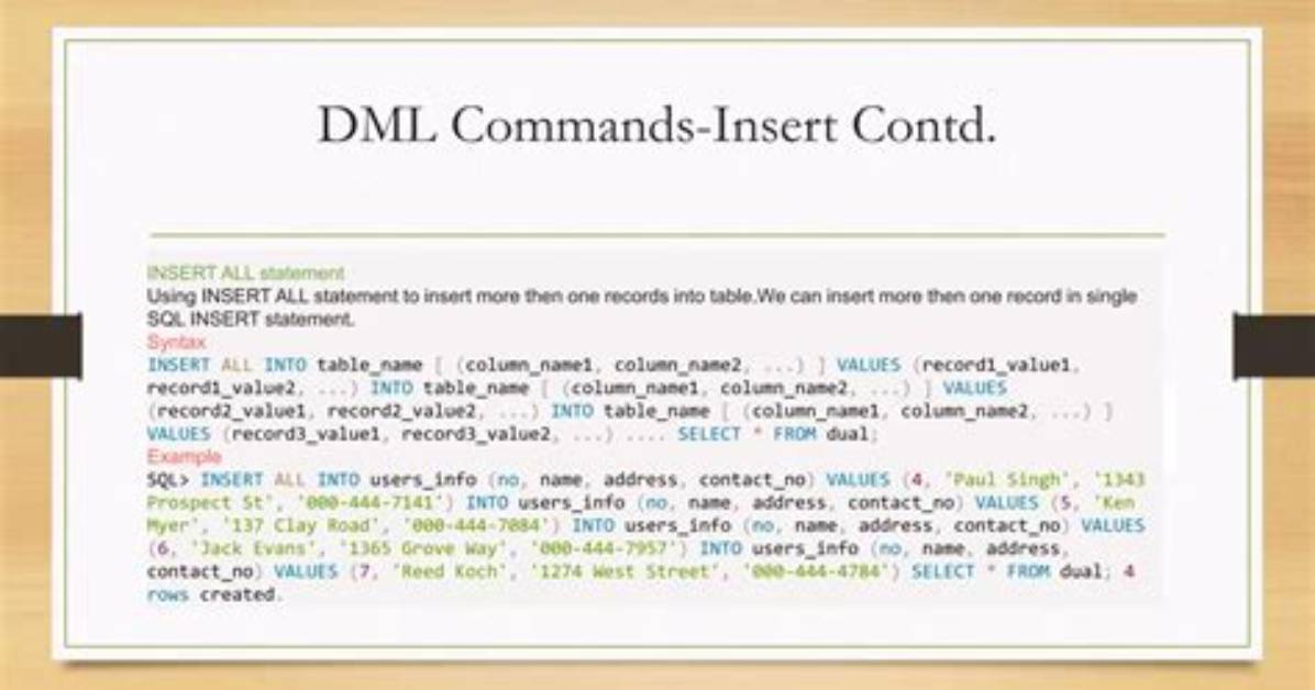 Which Dml Statement Do You Use to Insert Several Rows
