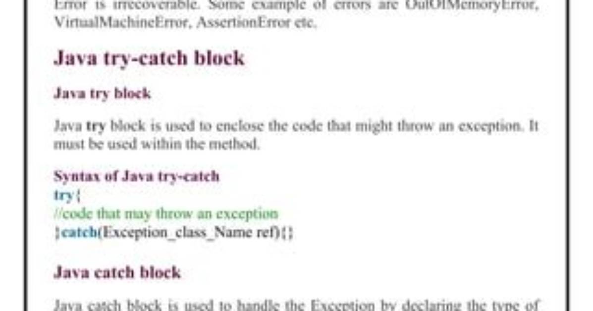 Which Is Irrecoverable in Java?