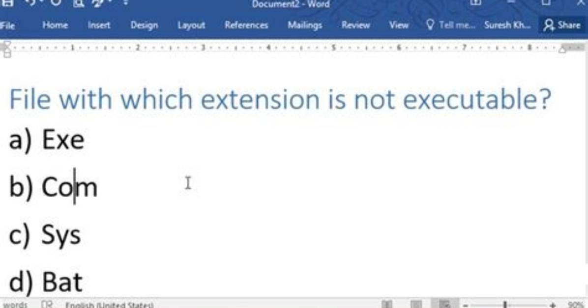 Which Is Not an Executable Extension of Windows Operating System?