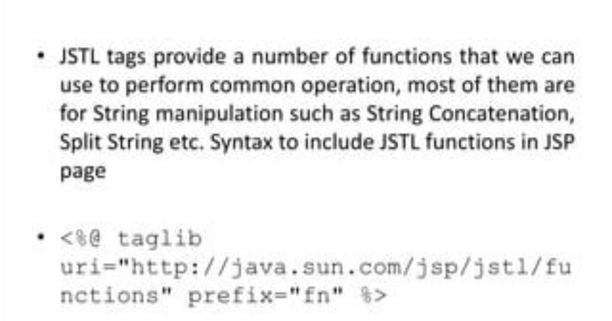 Which Jstl Provide Support for String Manipulation?