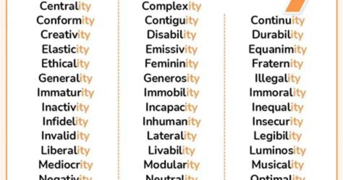 Which Words End with Ity?