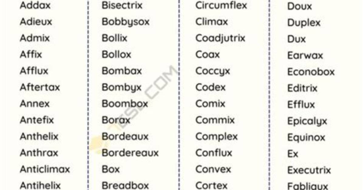 Which Words End with Rax?