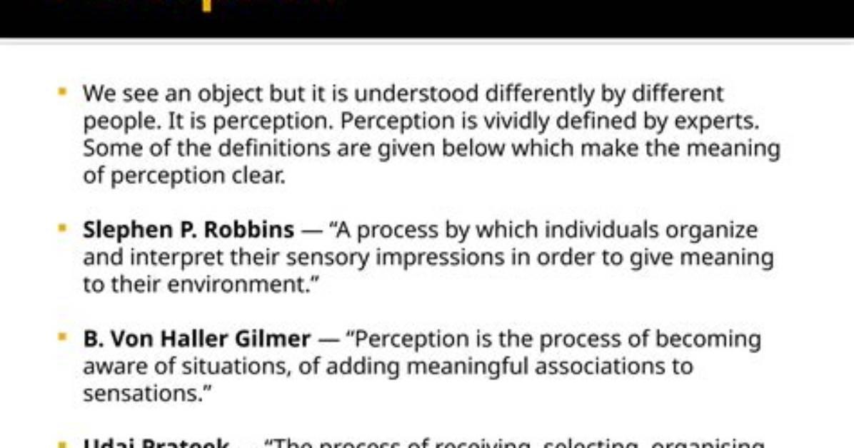 Who Defined Perception