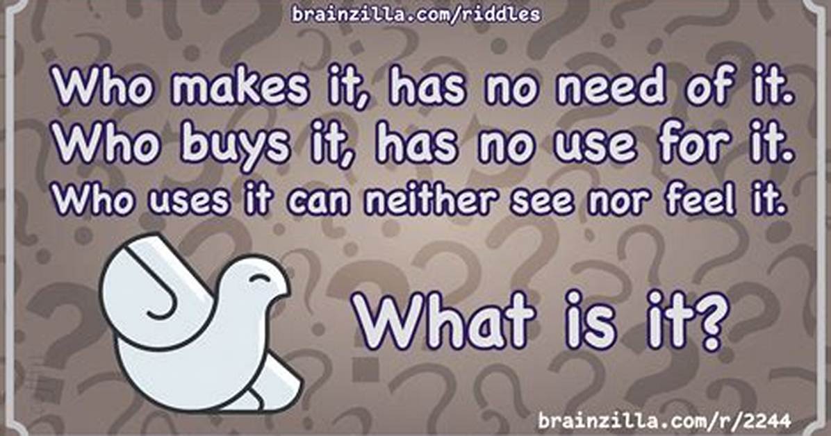 Who Makes It, Has No Need of It. Who Buys It, Has No Use for It. Who Uses It Can’t See It. What Is It? -Word Riddles Level 160