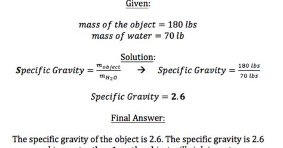 Why Calculate Specific Gravity?