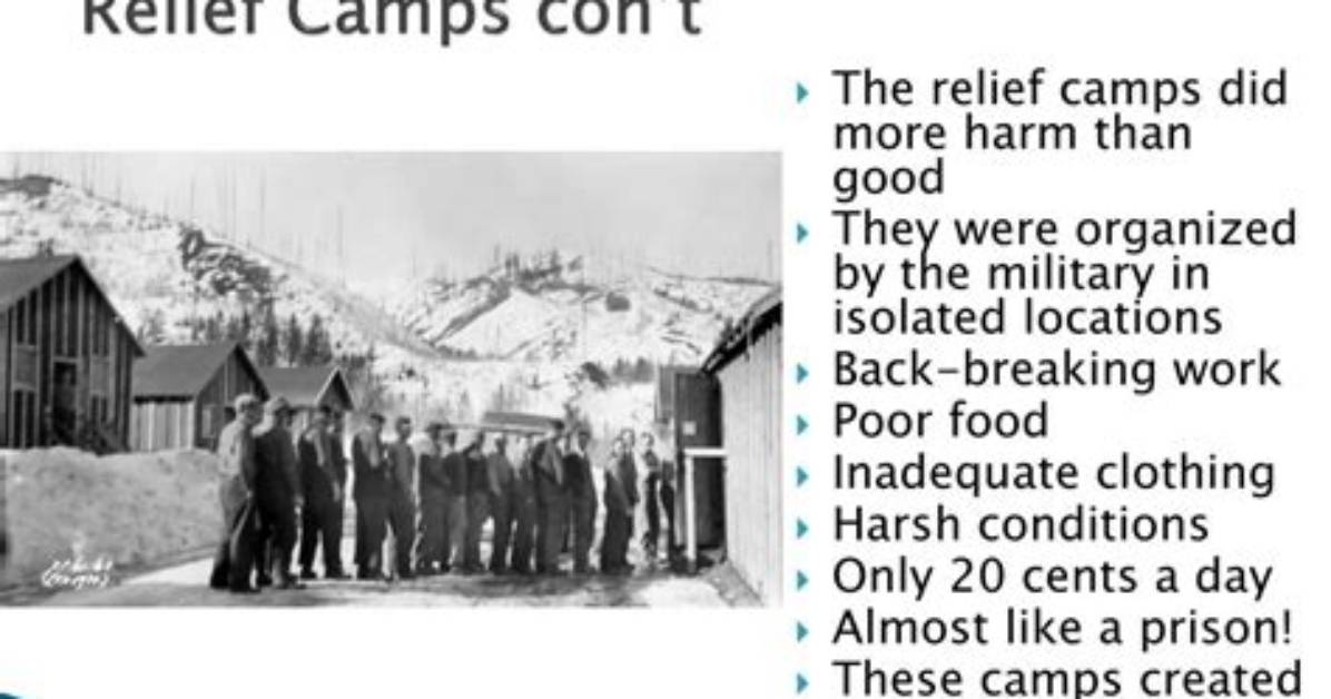 Why Did Bennett Create Relief Camps