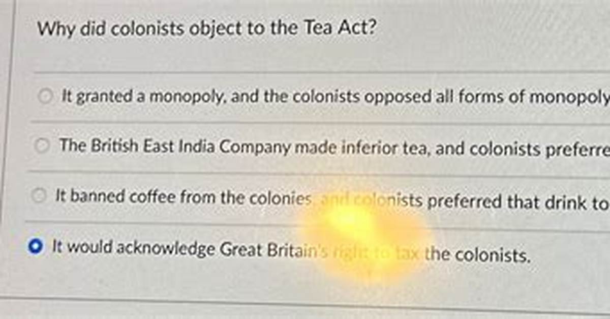 Why Did Colonists Object to the Tea Act?