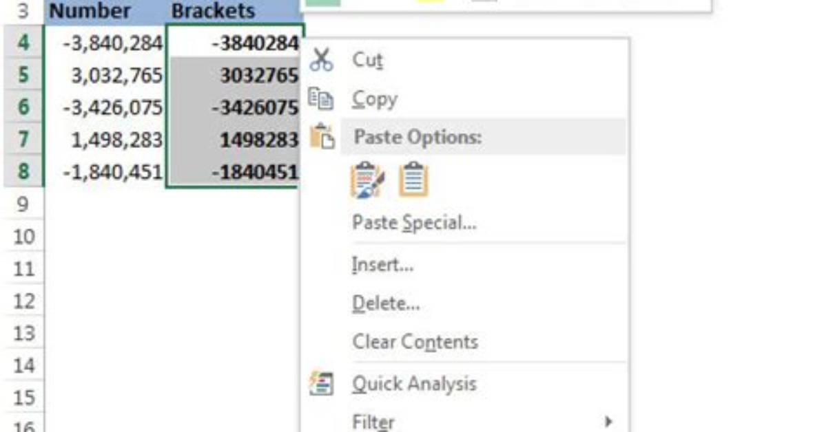 Why Do Excel Values in Parentheses Become Negative Values?