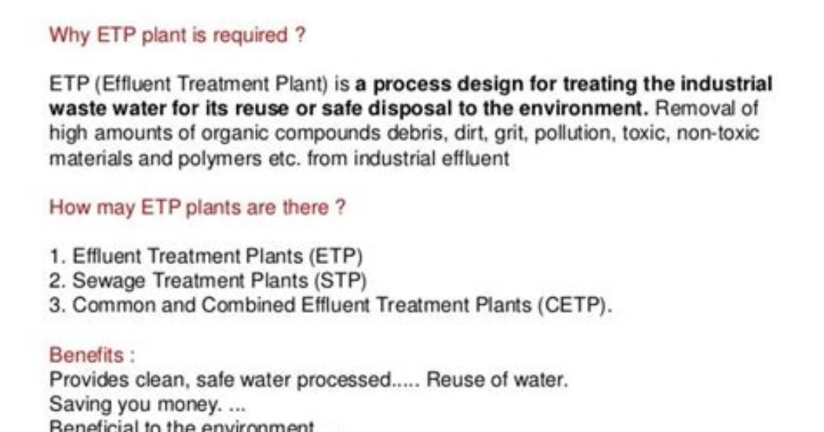 Why Etp Is Required?
