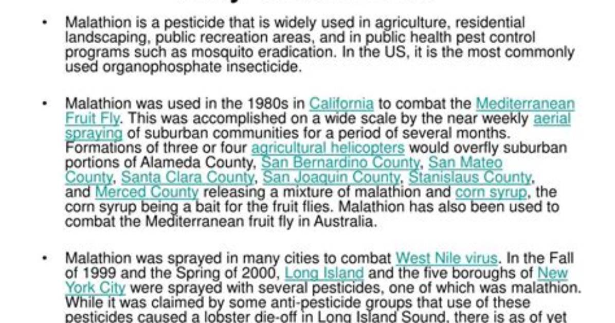Why Is Malathion Used?