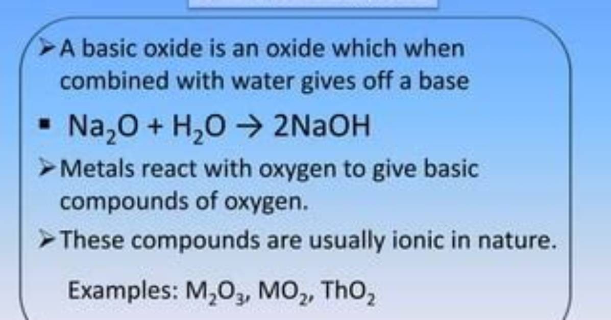 Why Is Na2O a Basic Oxide?