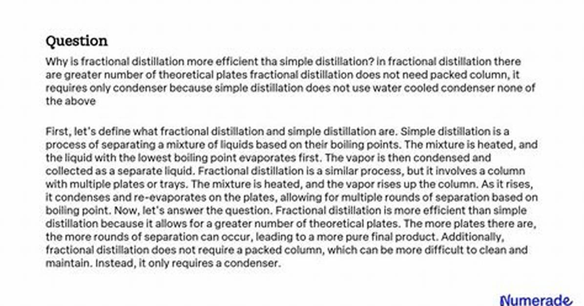 Why Is Simple Distillation Not Efficient
