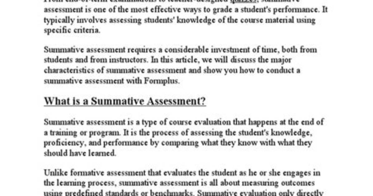 Why Is Summative Assessment Important Pdf?